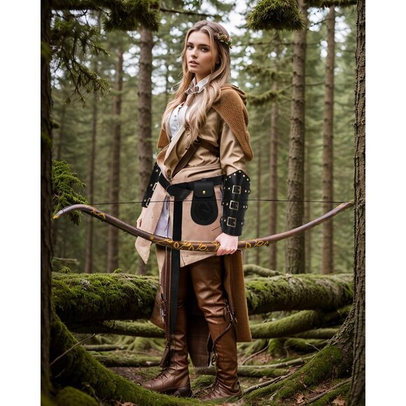 3PCS Renaissance Accessories Viking Medieval Belt Pouch Leather Bracers - Picture 6 of 8